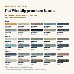 SonoFrame Aurora fabric choices: 30 Lego, Reka and Costa premium fabrics