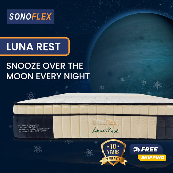 SonoFlex LUNA REST Mattress (12.5 inch), 3D Cool Silk + LATECH® Foam + Pocketed Coil with Edge Support