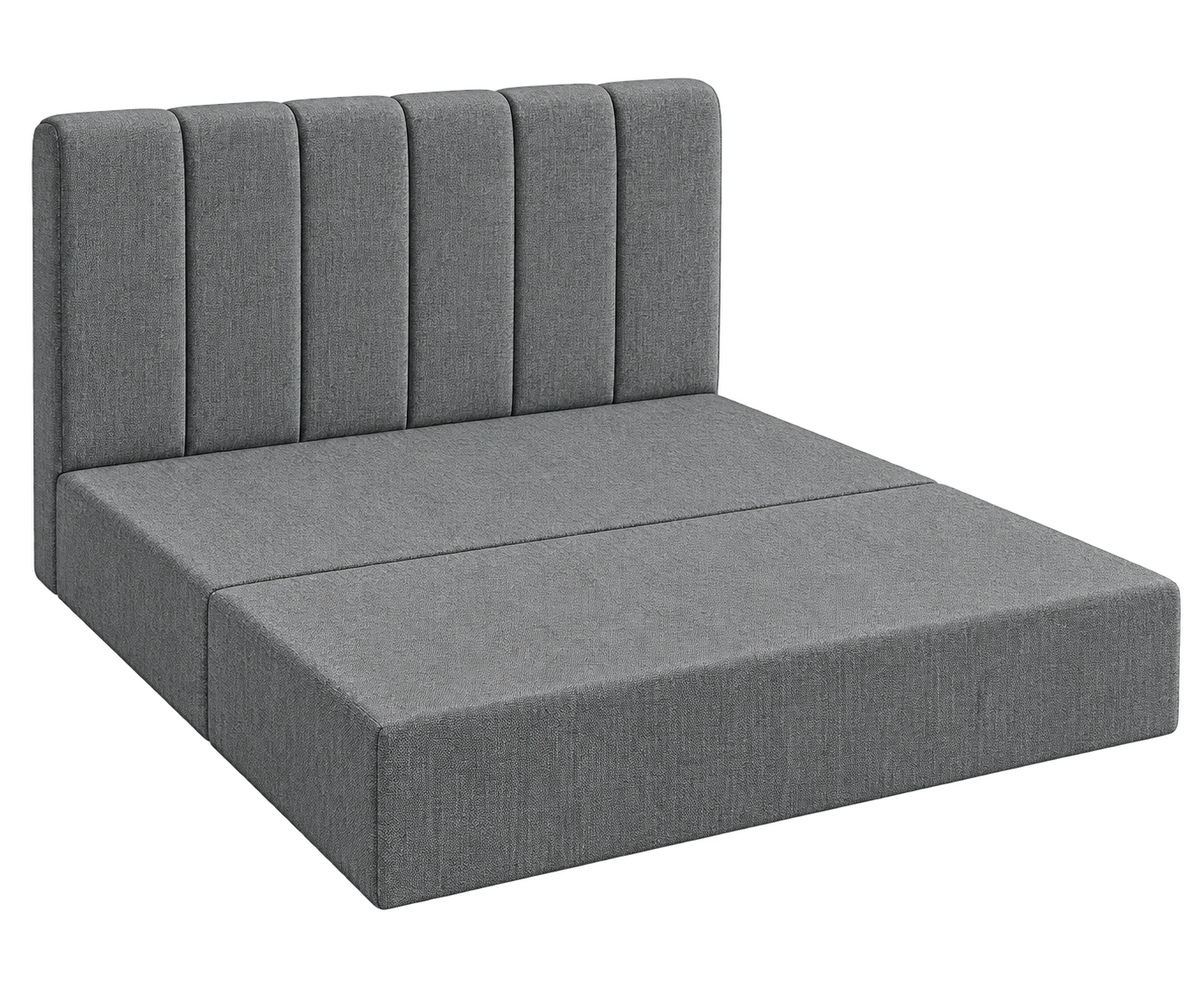 SonoFrame Cozy bed frame in MX 012 Medium Grey, angled view